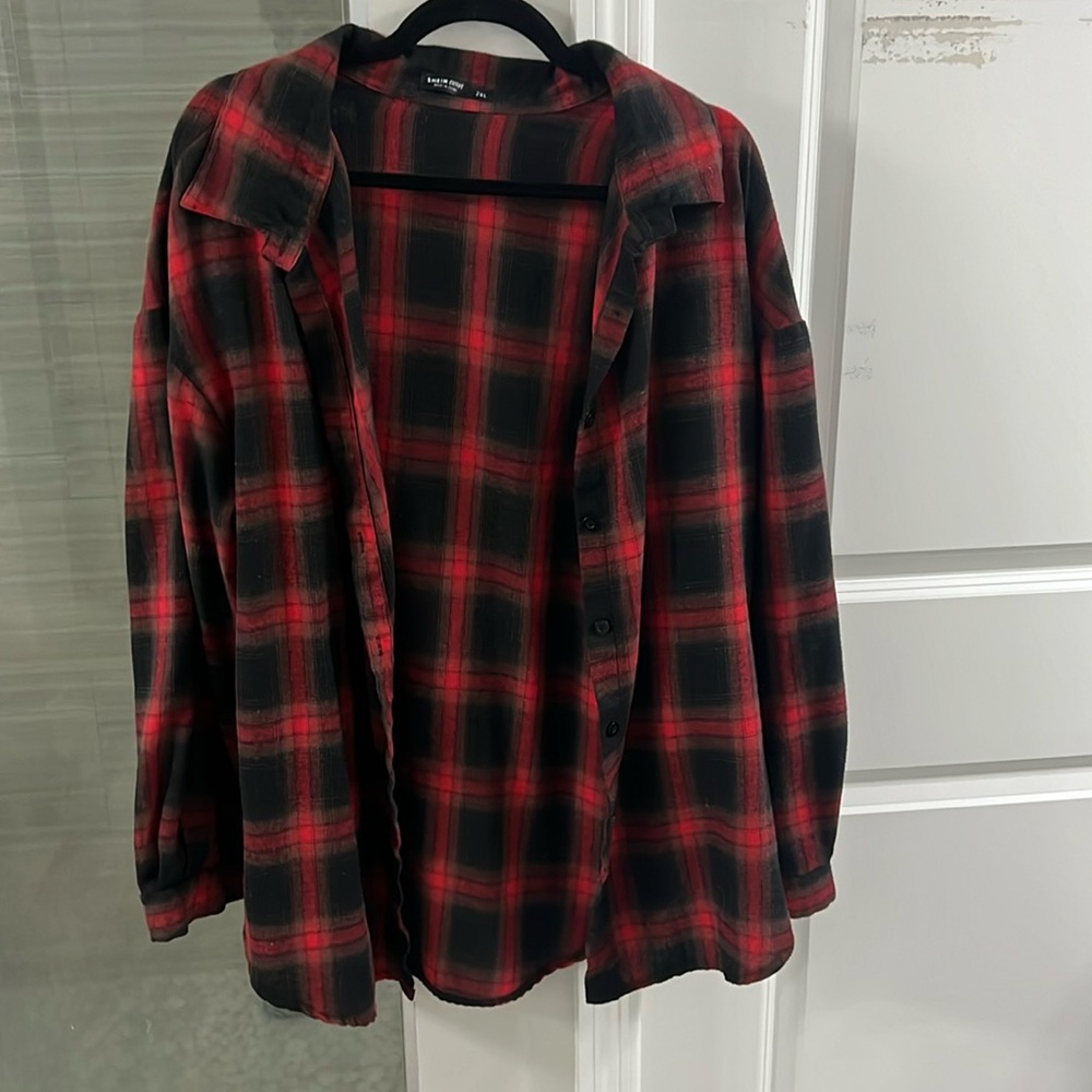 Oversized Plaid Button Down Shirt